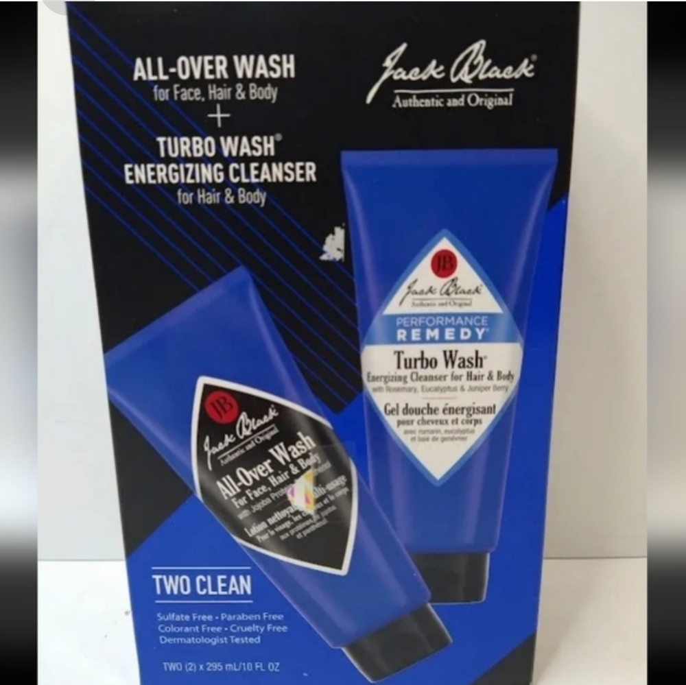 Jack Black Two Clean: 1 Turbo Wash, 10 oz, & 1 All Over Wash, 10 oz, Energizing